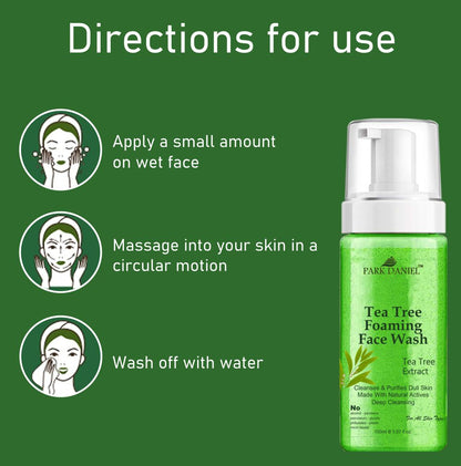 Park Daniel Herbal Tea Tree Foaming Face Wash For Deep Cleansing for Normal to Dry Skin Combo Pack of 2 of 150 ML(300 ML)