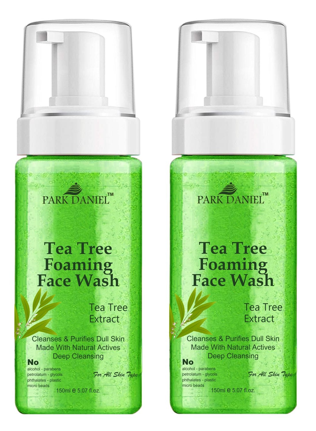 Park Daniel Herbal Tea Tree Foaming Face Wash For Deep Cleansing for Normal to Dry Skin Combo Pack of 2 of 150 ML(300 ML)