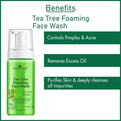 Park Daniel Herbal Tea Tree Foaming Face Wash For Deep Cleansing for Normal to Dry Skin Combo Pack of 2 of 150 ML(300 ML)